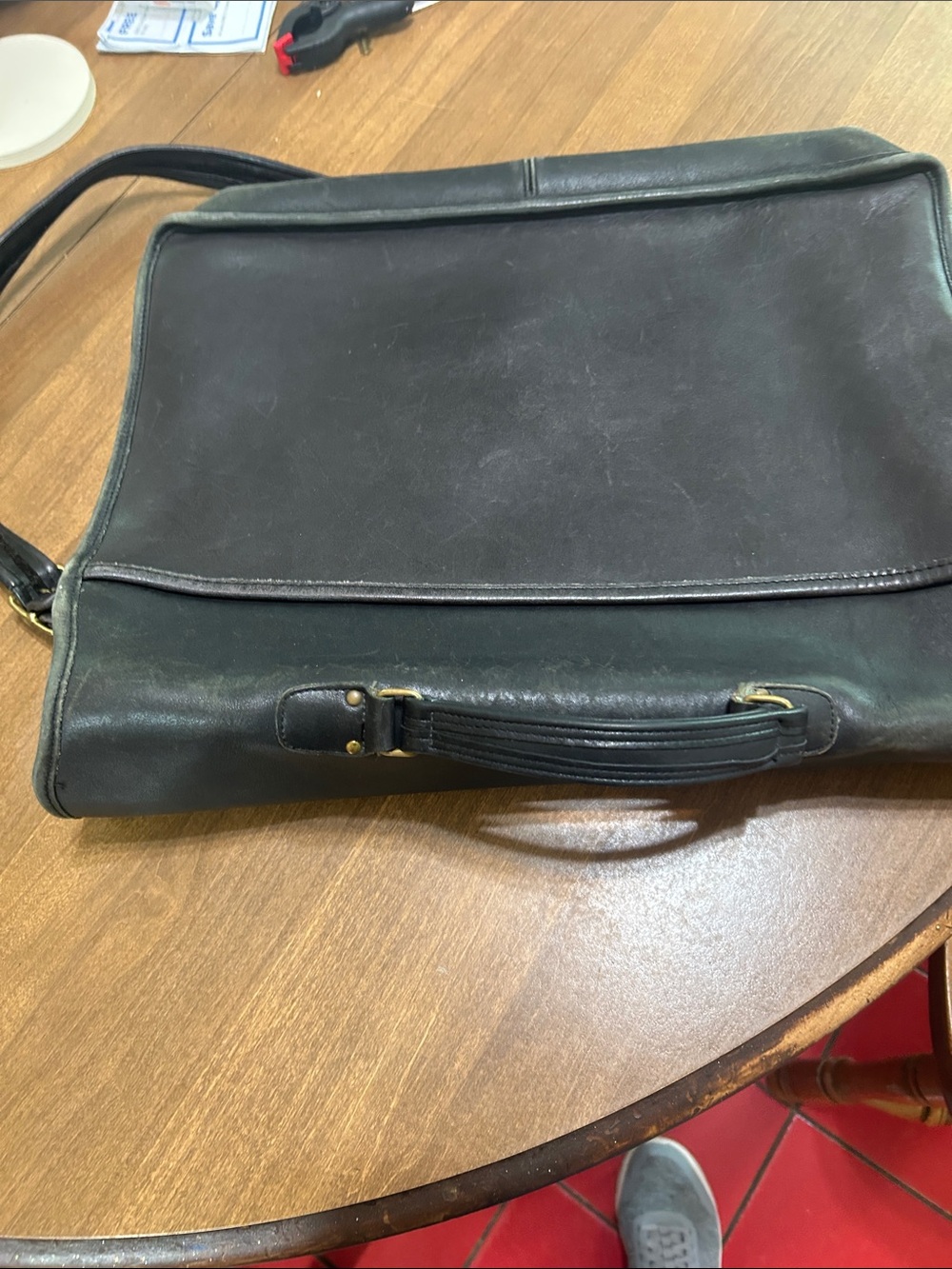 Vintage Coach Classic Black Leather Men’s Briefcase Bag - Timeless Work Satchel - Picture 11 of 12